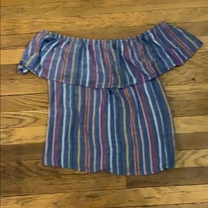 Off the shoulder striped shirt